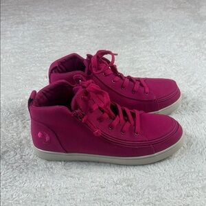 Billy hot pink orchid sneaker lace up zip on mid top sneakers, women's 9